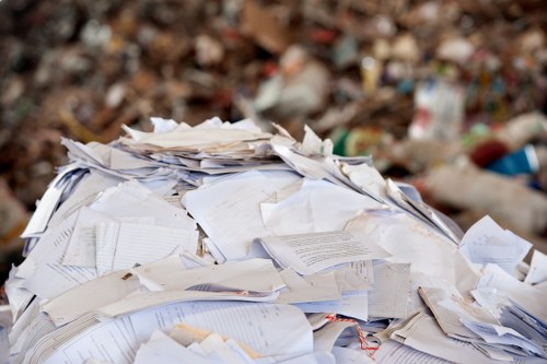 Manager reviewing complaint file for business waste removal